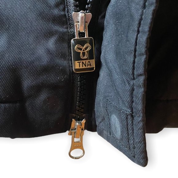 TNA Black Aspen Parka Long Brown Fur Trim Winter Jacket - Picture 13 of 16